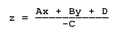 z = - (ax + by + cz) / c